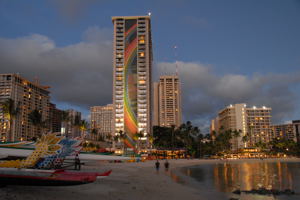 Hotel on Waikiki Beach, Oahu after Dusk Hotel on Waikiki Beach, Oahu after Dusk